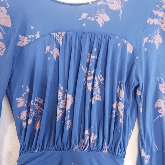 Free People, Small, Fiona, Blue, Long Sleeve, Boho Style, Surplice, Tie Waist - Picture 11 of 16